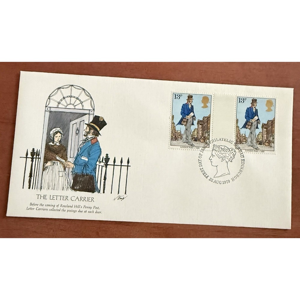 Great Britain 1979 FDC sc 873 Stamp Pair London Postman First Day Cover 2 Stamps